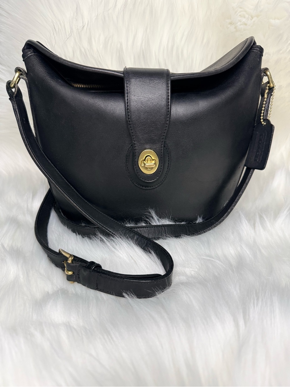 COACH Nottingham Binocular Shoulder Bag 9948 Vintage Authentic Black Leather